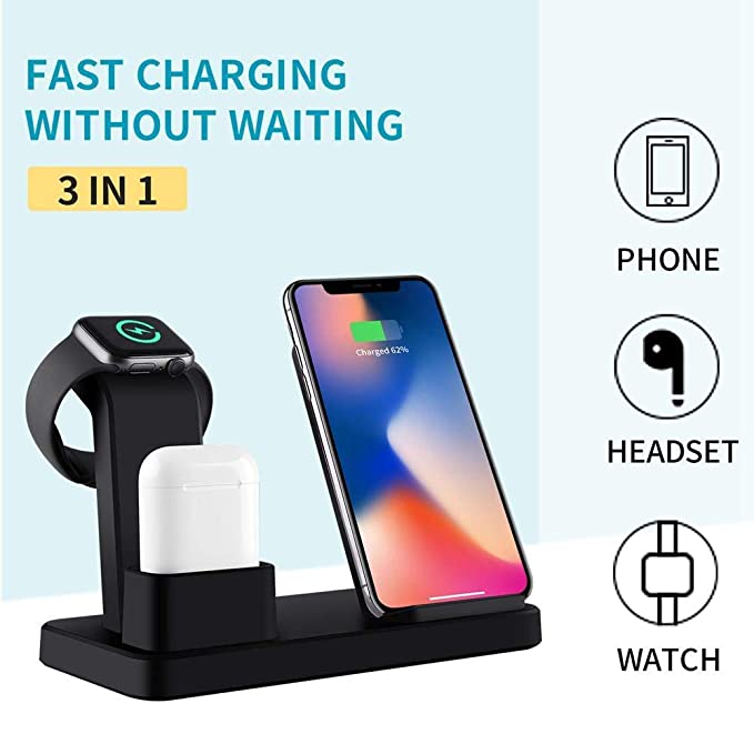 3-IN-1 Wireless Charger iPhone, Airpods & iWatch (Stand)