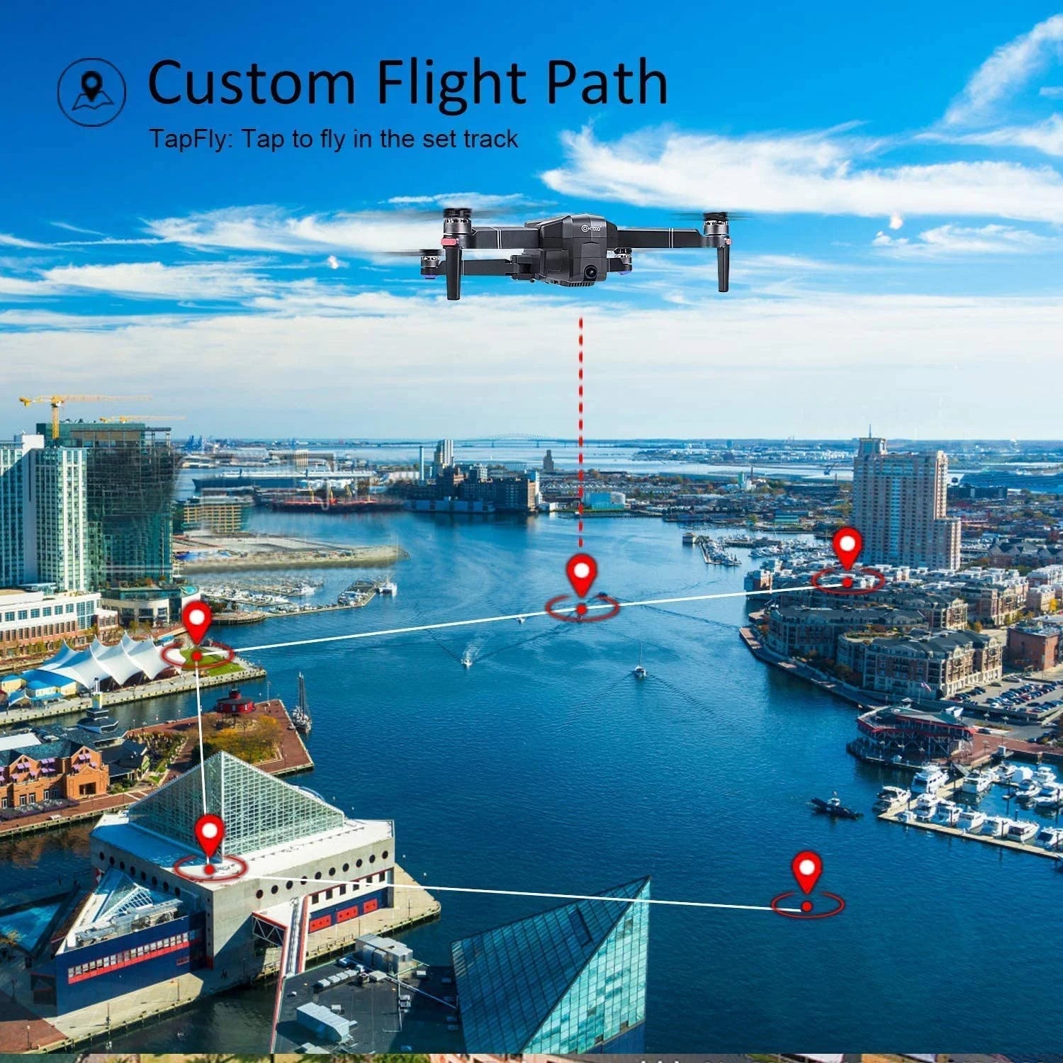 F24 Pro 4K UHD Aerial Drone Skins W/ GPS, 30-Min Flight, Foldable Mini Drone, Brushless Motors, FPV, Wi-Fi, RC Quadcopter, Carrying Case, Black
