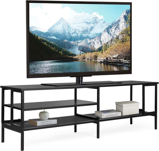 Industrial TV Stand for TV up to 65 Inch, TV Table TV Cabinet with Metal Frame, Entertainment Center TV Console Table for Living Room, Black