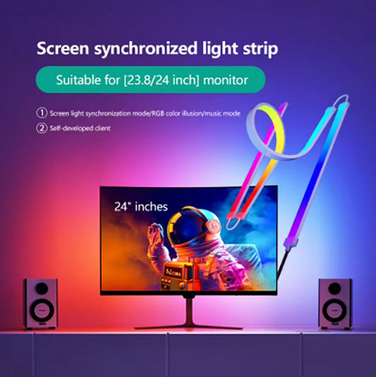 Color Music Game Sync 24" Screen Gaming Amosphere Ambient Smart TV Monitor LED Strip Backlight Light for Computer Screen (24Inch)