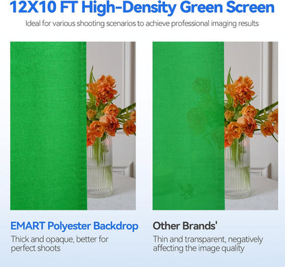 Photo Video Studio 8.5 X 10Ft Green Screen Backdrop Stand Kit, Photography Background Support System with 10 X12Ft 100% Cotton Muslin Chromakey Curtain