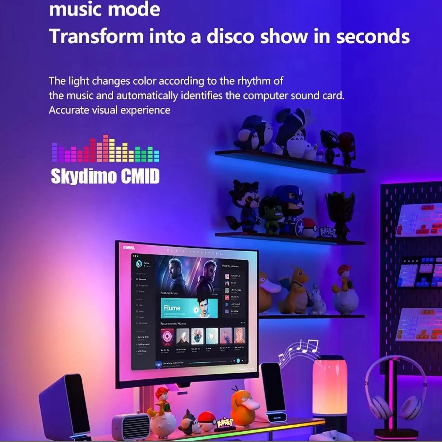 Color Music Game Sync 24" Screen Gaming Amosphere Ambient Smart TV Monitor LED Strip Backlight Light for Computer Screen (24Inch)