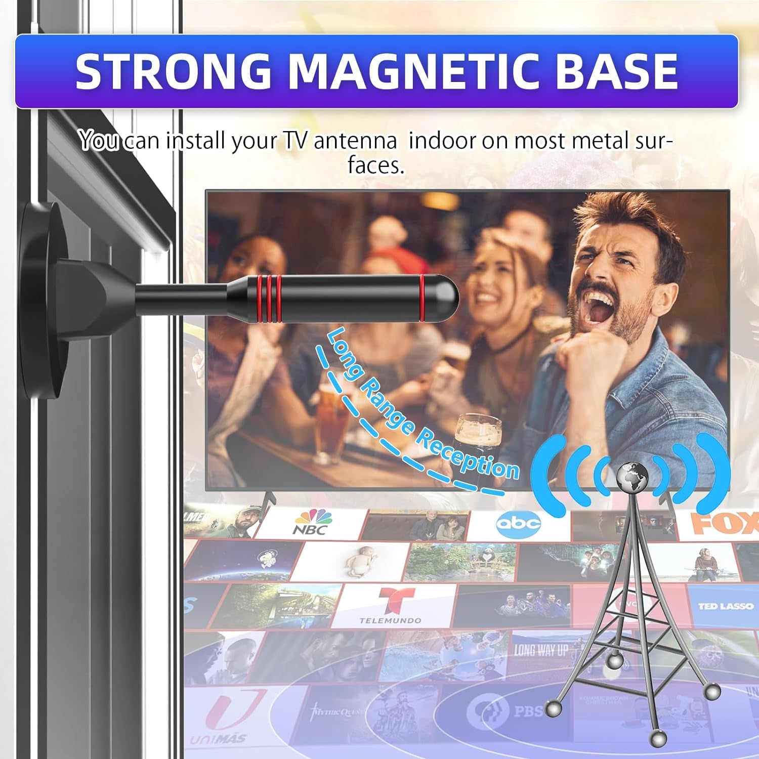 TV Antenna for Smart TV Indoor, 2024 Digital TV Antenna Indoor with Strong Magne