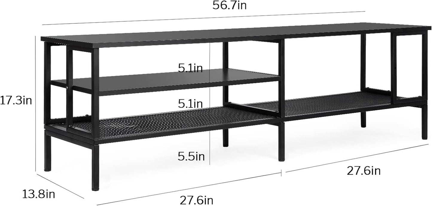 Industrial TV Stand for TV up to 65 Inch, TV Table TV Cabinet with Metal Frame, Entertainment Center TV Console Table for Living Room, Black