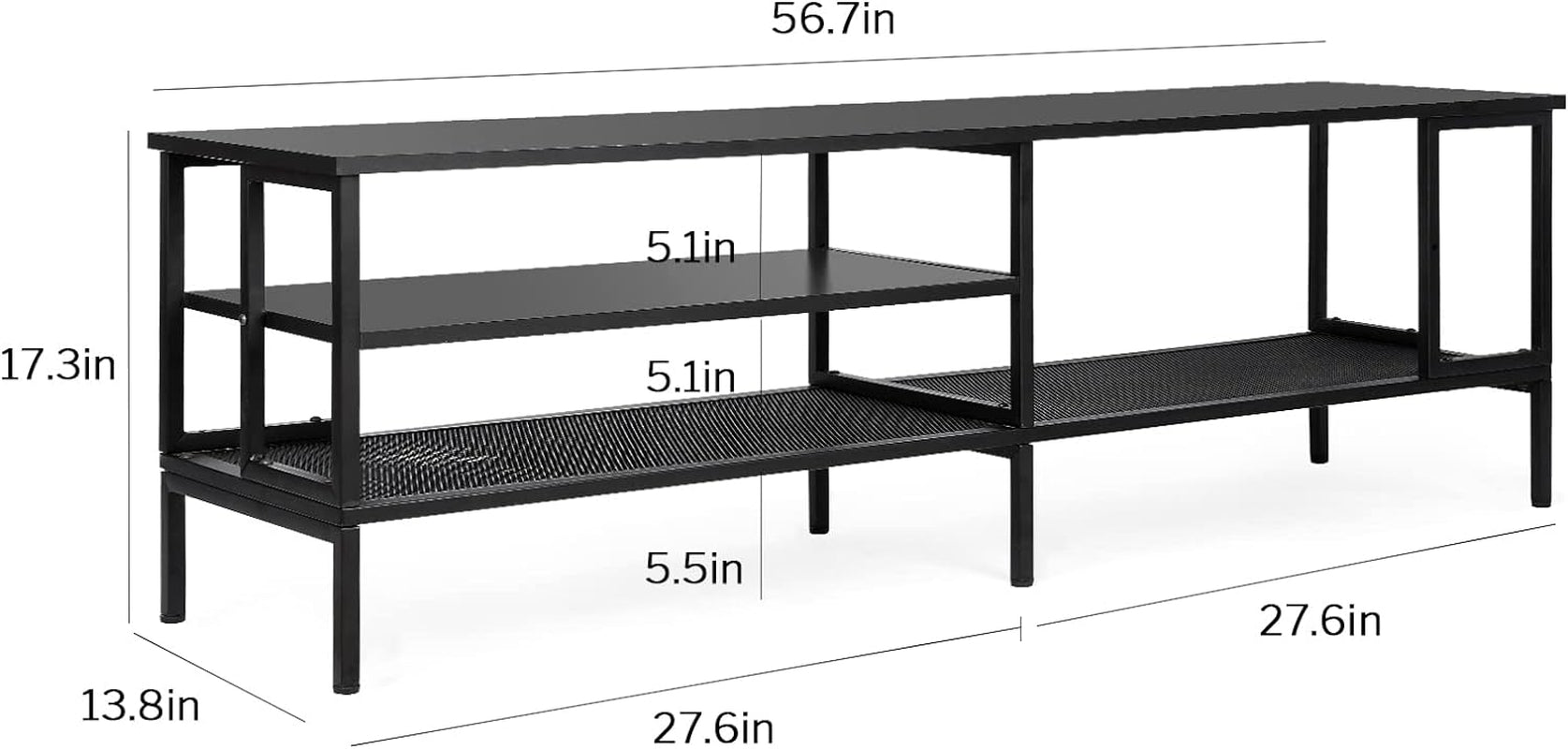 Industrial TV Stand for TV up to 65 Inch, TV Table TV Cabinet with Metal Frame, Entertainment Center TV Console Table for Living Room, Black