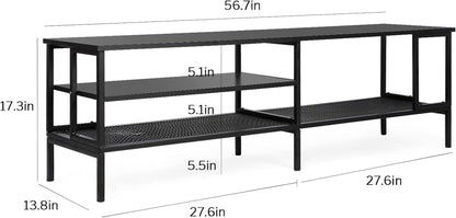 Industrial TV Stand for TV up to 65 Inch, TV Table TV Cabinet with Metal Frame, Entertainment Center TV Console Table for Living Room, Black