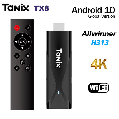 TANIX TX8 Smart TV Box Android 10 TV Stick Allwinner H313 2GB 16GB 2.4G WIFI 4K MINI TV Dongle